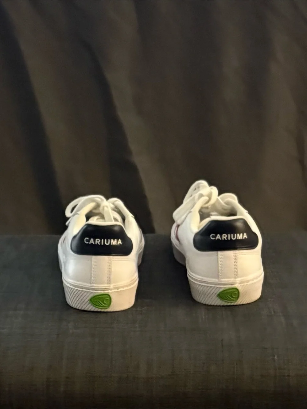 White Leather Sneakers with Red Accent